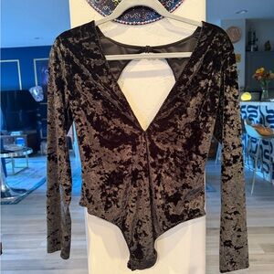 Victoria's Secret Crushed Velvet Bodysuit - Black